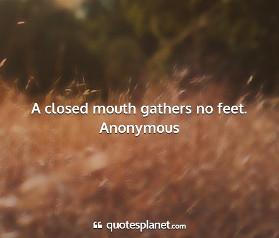 Anonymous - a closed mouth gathers no feet....