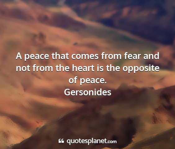 Gersonides - a peace that comes from fear and not from the...