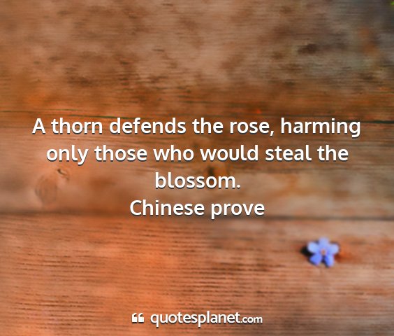 Chinese prove - a thorn defends the rose, harming only those who...