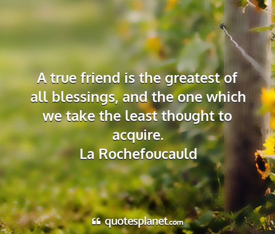 La rochefoucauld - a true friend is the greatest of all blessings,...