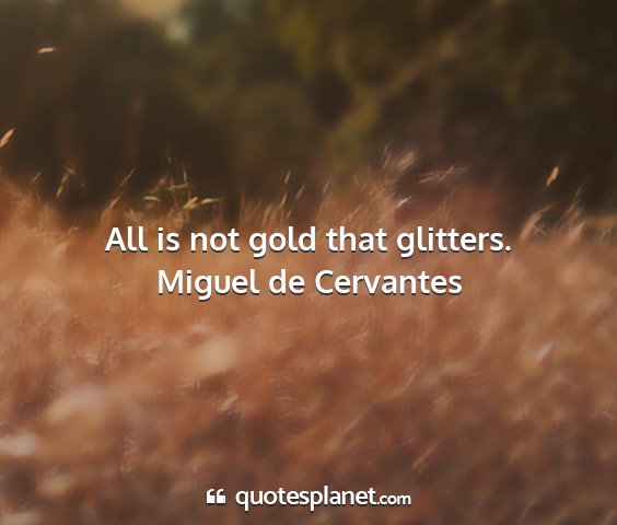 Miguel de cervantes - all is not gold that glitters....