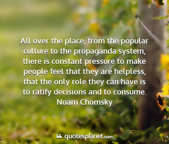 Noam chomsky - all over the place, from the popular culture to...