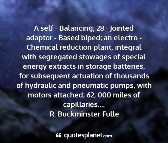 R. buckminster fulle - a self - balancing, 28 - jointed adaptor - based...