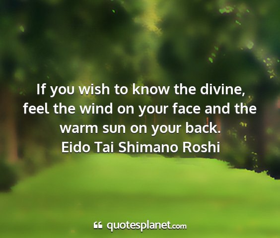 Eido tai shimano roshi - if you wish to know the divine, feel the wind on...