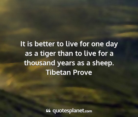 Tibetan prove - it is better to live for one day as a tiger than...