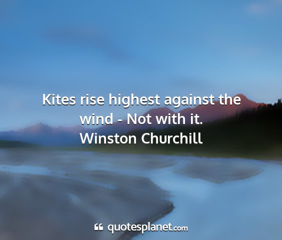 Winston churchill - kites rise highest against the wind - not with it....