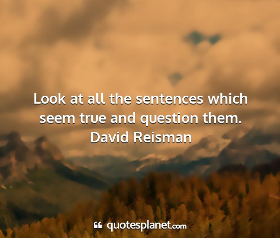 David reisman - look at all the sentences which seem true and...