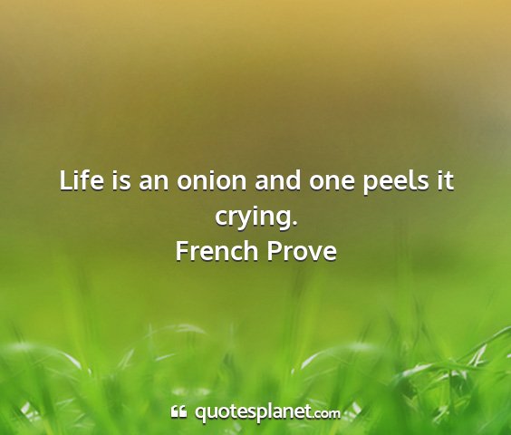 French prove - life is an onion and one peels it crying....