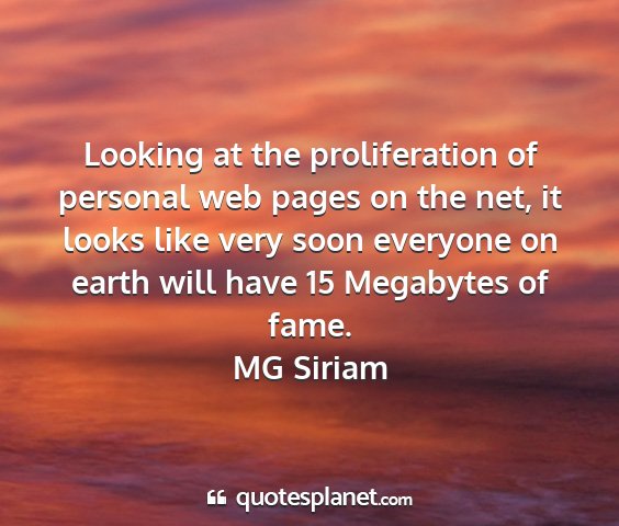 Mg siriam - looking at the proliferation of personal web...
