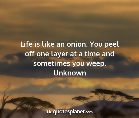 Unknown - life is like an onion. you peel off one layer at...