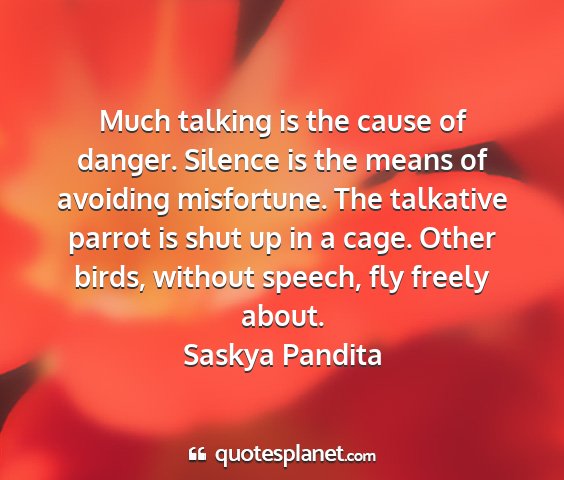 Saskya pandita - much talking is the cause of danger. silence is...