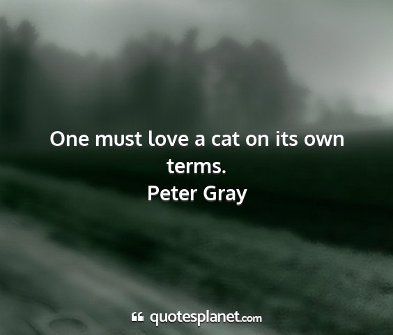 Peter gray - one must love a cat on its own terms....