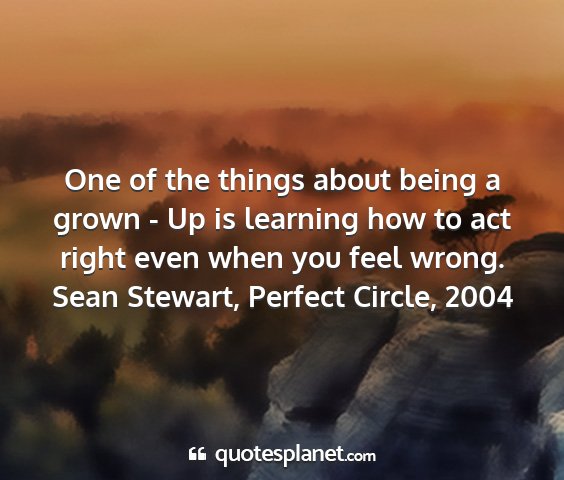 Sean stewart, perfect circle, 2004 - one of the things about being a grown - up is...