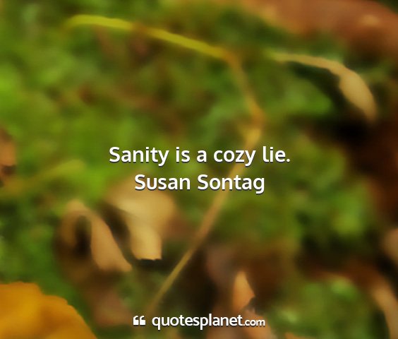 Susan sontag - sanity is a cozy lie....