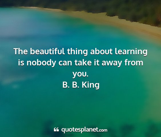 B. b. king - the beautiful thing about learning is nobody can...