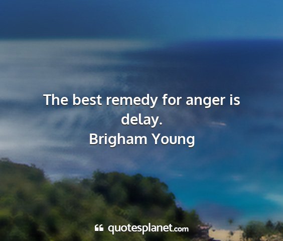 Brigham young - the best remedy for anger is delay....