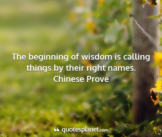 Chinese prove - the beginning of wisdom is calling things by...