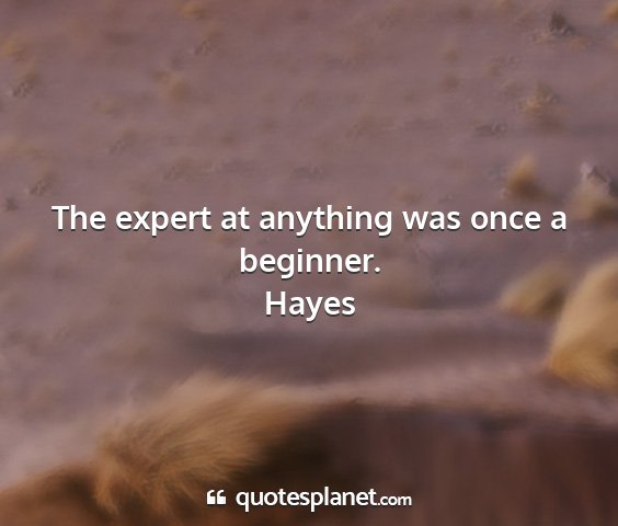 Hayes - the expert at anything was once a beginner....
