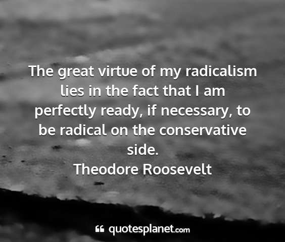 Theodore roosevelt - the great virtue of my radicalism lies in the...