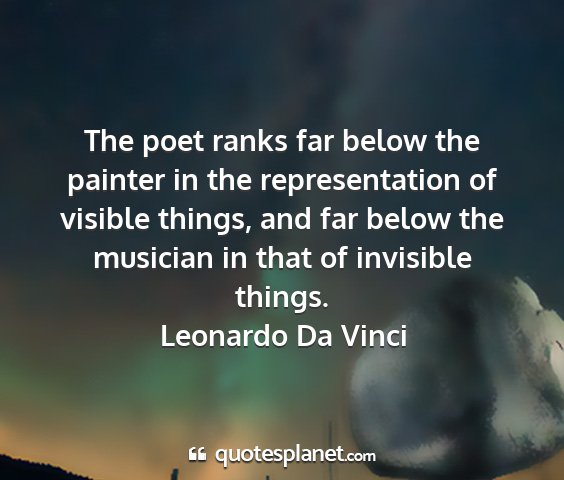 Leonardo da vinci - the poet ranks far below the painter in the...