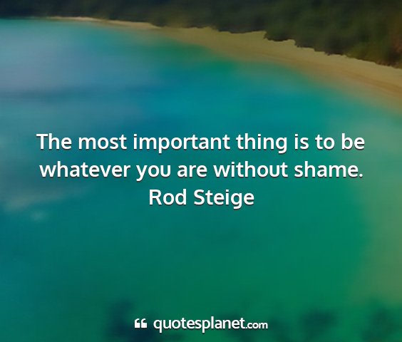 Rod steige - the most important thing is to be whatever you...