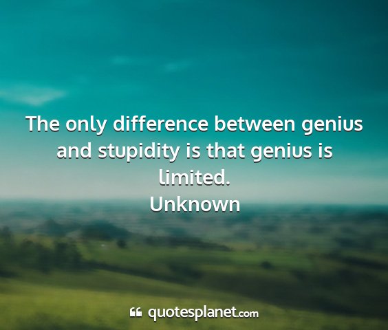 Unknown - the only difference between genius and stupidity...