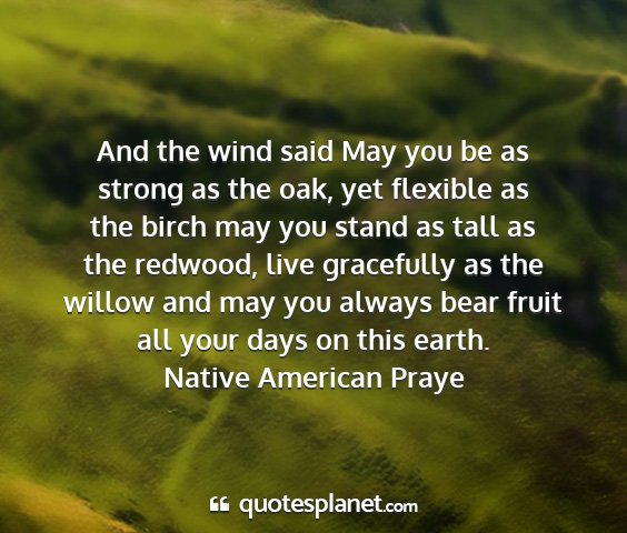Native american praye - and the wind said may you be as strong as the...