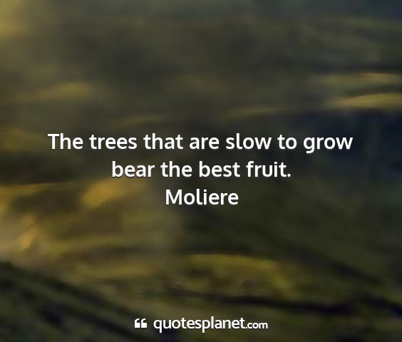 Moliere - the trees that are slow to grow bear the best...