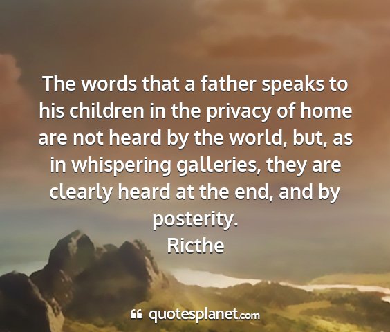 Ricthe - the words that a father speaks to his children in...