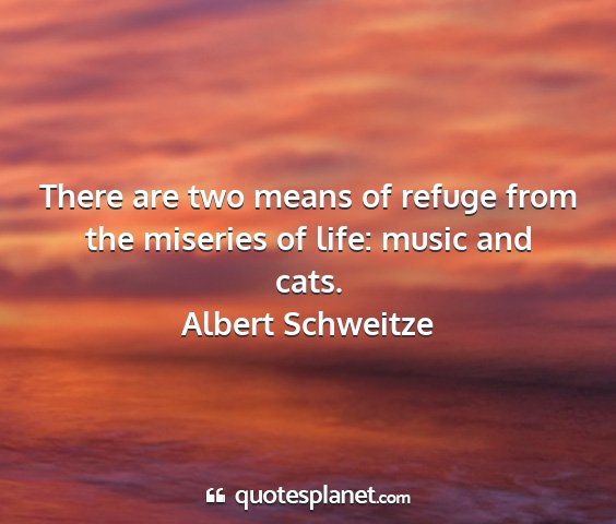 Albert schweitze - there are two means of refuge from the miseries...