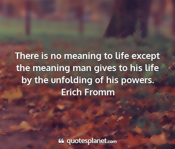 Erich fromm - there is no meaning to life except the meaning...