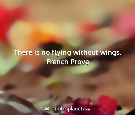 French prove - there is no flying without wings....