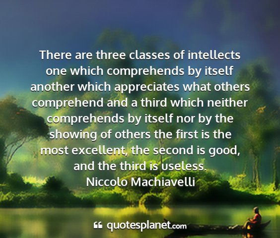 Niccolo machiavelli - there are three classes of intellects one which...