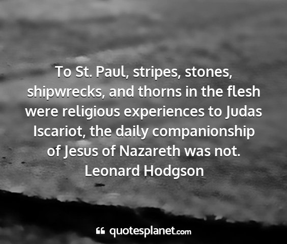 Leonard hodgson - to st. paul, stripes, stones, shipwrecks, and...