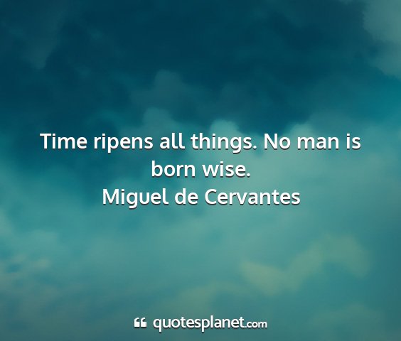 Miguel de cervantes - time ripens all things. no man is born wise....
