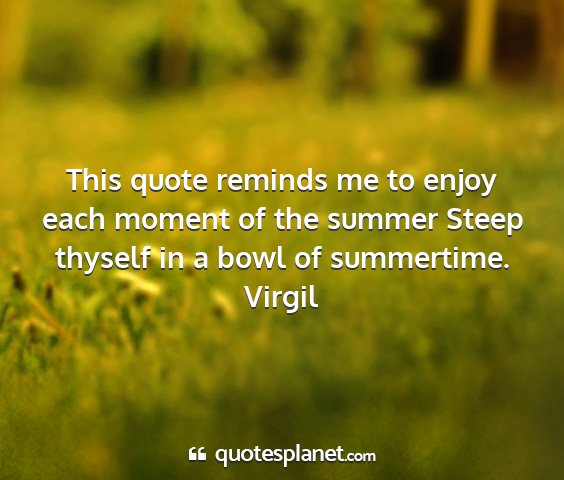 Virgil - this quote reminds me to enjoy each moment of the...