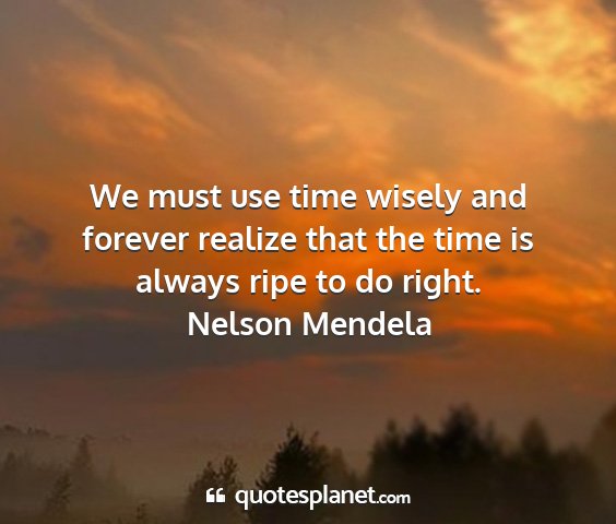 Nelson mendela - we must use time wisely and forever realize that...
