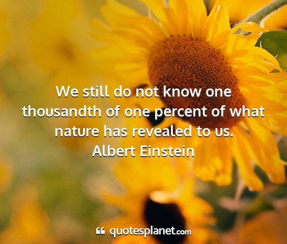 Albert einstein - we still do not know one thousandth of one...
