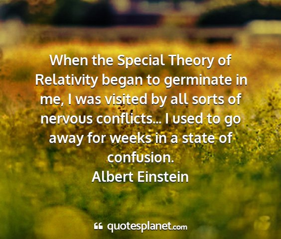 Albert einstein - when the special theory of relativity began to...