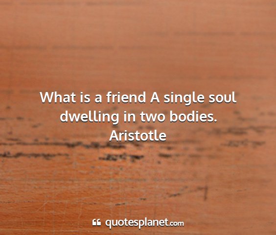 Aristotle - what is a friend a single soul dwelling in two...