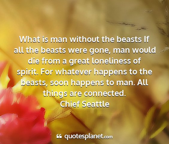 Chief seattle - what is man without the beasts if all the beasts...