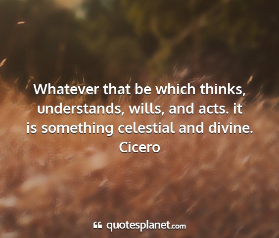 Cicero - whatever that be which thinks, understands,...