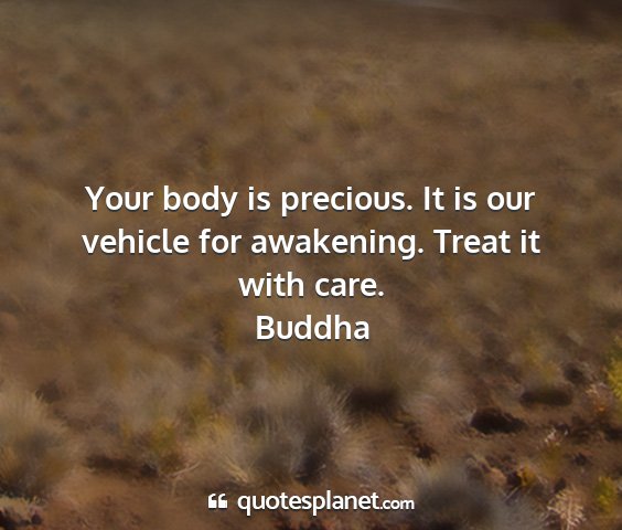 Buddha - your body is precious. it is our vehicle for...