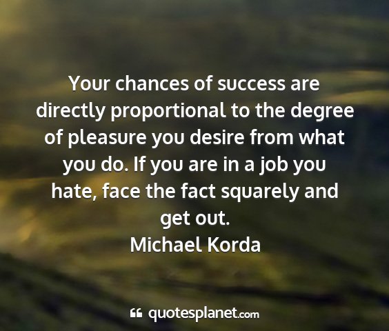 Michael korda - your chances of success are directly proportional...