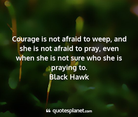 Black hawk - courage is not afraid to weep, and she is not...