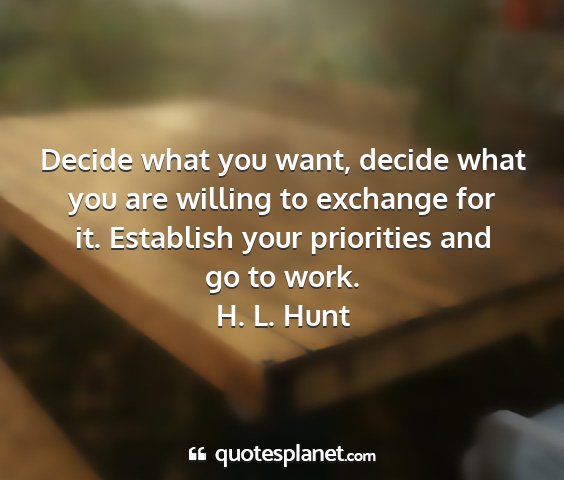 H. l. hunt - decide what you want, decide what you are willing...