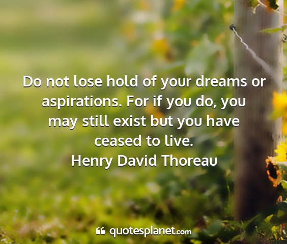 Henry david thoreau - do not lose hold of your dreams or aspirations....