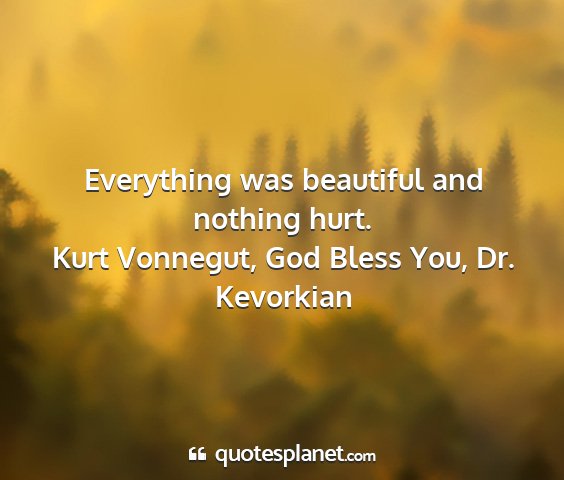 Kurt vonnegut, god bless you, dr. kevorkian - everything was beautiful and nothing hurt....