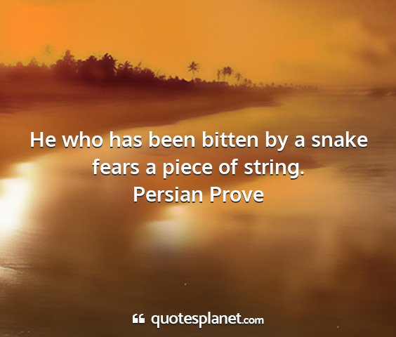 Persian prove - he who has been bitten by a snake fears a piece...