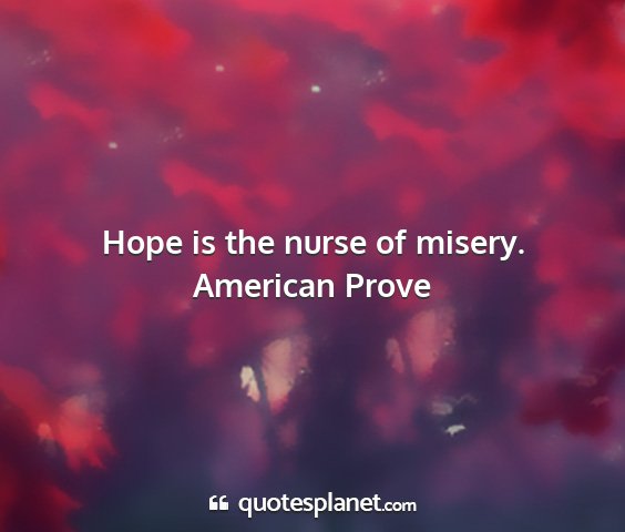 American prove - hope is the nurse of misery....